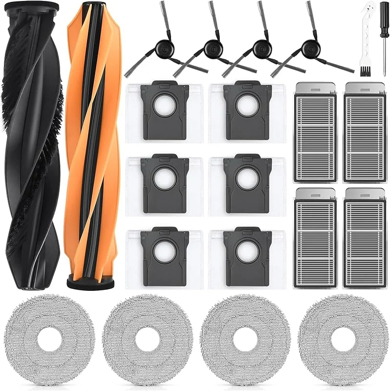 22 stycken tillbehör, X50 Ultra Complete, L40s Pro, L50 Pro robotdammsugare med 2 huvudborstar, 4 rengöringsdukar, 4 filter, 6 dammsugarpåsar, 4 sidoborstar. — Kök & Hushåll