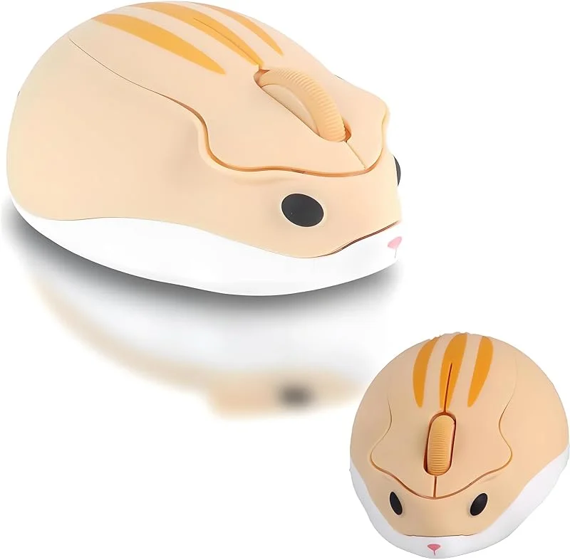 Som show trådlös mus söt hamsterformad datormus 1 200 DPI mindre ljud bärbar USB-mus trådlös mus för PC bärbar dator notebook MacBook barn flicka present (gul) — Datortillbehör