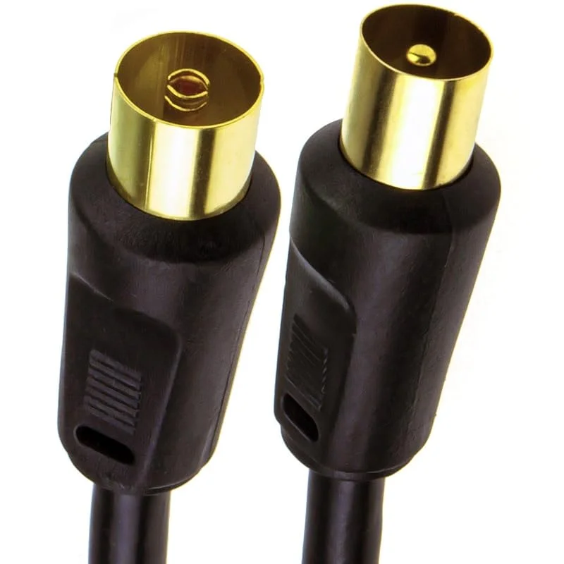 kenable RF Koaxial TV Antennkabel Hane till Hona Svart RG59 Kabel GULD 2 m [2 meter, 2m] — TV och streaming