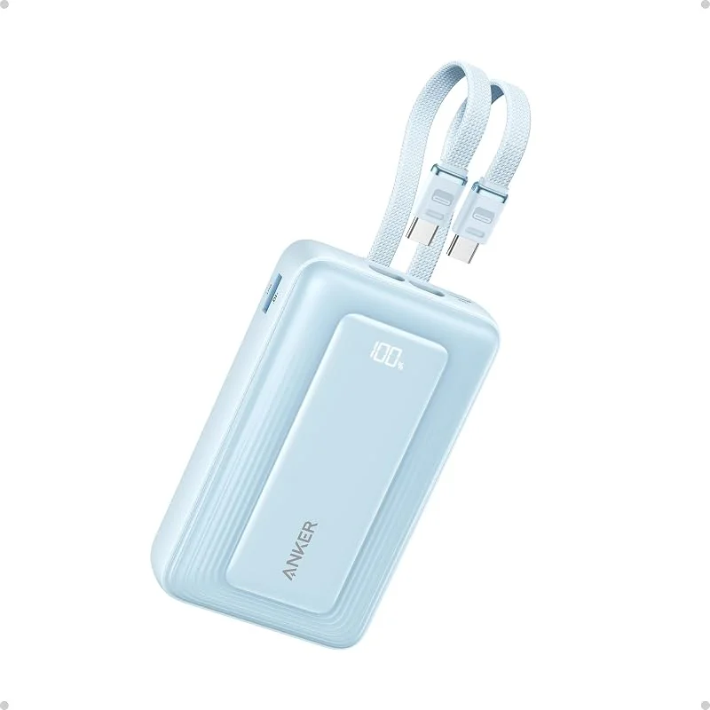 Anker Zolo Powerbank 20000mAh 45W Max, 2 inbyggd USB-C Kabel — Mobil och surfplatta