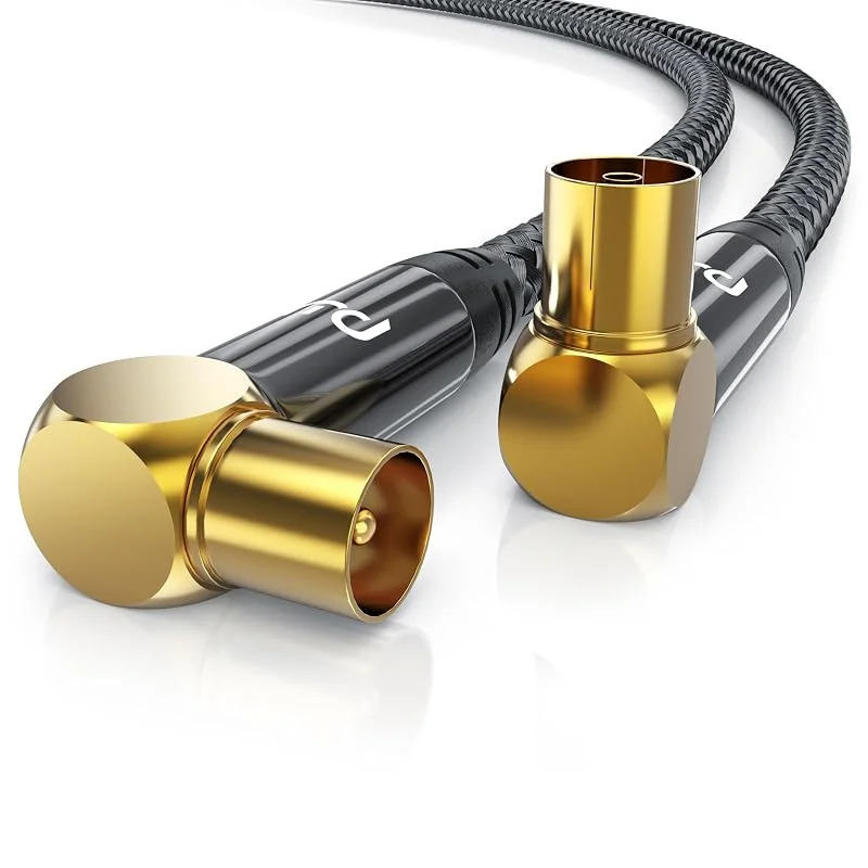 CSL – 1 m HDTV antennkabel med Braiding till 90° vinkel – 135 dB 75 ohm – DVB-T och DVB — TV och streaming