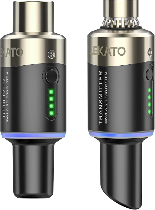 LEKATO 5, 8 Ghz trådlös mikrofon sändare plug-on mottagare XLR mikrofon trådlöst system för dynamisk mikrofon, ljudmixer, digital reflexkamera, PA-system — Portabel digital och ljud