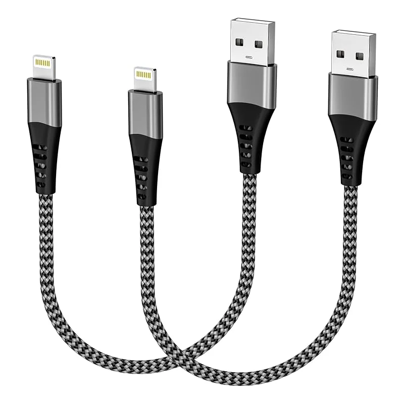 iPhone laddningskabel USB-belysningskabel 30 cm 2-pack [MFi-certifierad], Apple Carplay laddningskabel, snabbladdningskabel, nylon kabel, bil, för — Mobil och surfplatta