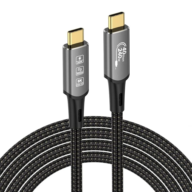 USB 4-kabel, Thunderbolt 4, 240 W, 40 Gbps, 8K @ 60 Hz, 4K 120 Hz, HDR, PD3.1, USB-C till USB C för hubb, dockning, MacBook, M1, M2, M3, Mac Studio, SSD, bärbar dator, bildskärm (1 m hane, 240 — Mobil och surfplatta