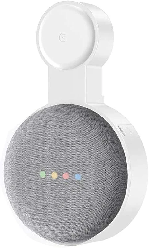Hållare att hänga i vägguttag för Google Home Mini röstassistenter och Nest Mini (2:a generationen), kompakt hållare med fodral för att sätta i vägguttag i kök, badrum och sovrum, döljer Google Home mini-sladd — Smarta hem