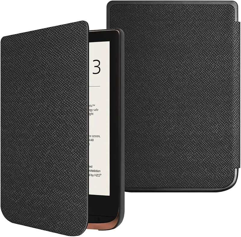 Fintie Slimshell fodral för Pocketbook Touch HD 3, Touch Lux 4, Basic Lux 2 E-Reader - Premium lätt PU-läderfodral med automatisk standby, standbyfunktion, svart — Portabel digital och ljud
