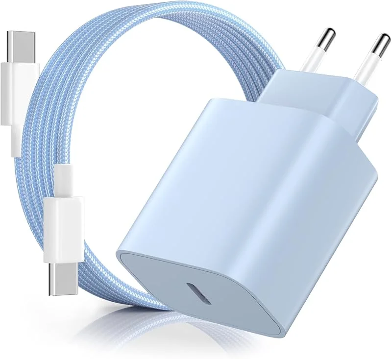 20W USB C-laddare för Phone 17, 16, 20W USB C-Snabbladdare Strömadapter med 2M Type-C Laddningskabel, PD3.0 Snabbladdare med Snabbladdningskabel för Phone 17, 16, 15, Pad - Blå — Mobil och surfplatta