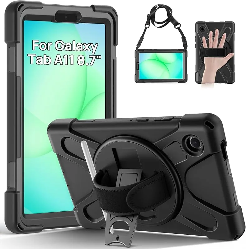 Gerutek Stötsäkert fodral för Samsung Galaxy Tab A11 8, 7 tum 2025, svart — Mobil och surfplatta