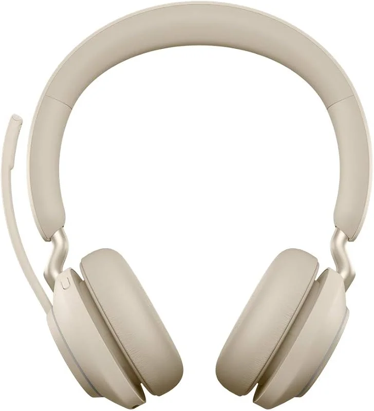 Jabra Evolve2 65 trådlöst headset - Bullerdämpande Microsoft Teams-certifierade stereohörlurar med lång batteritid - USB-C Bluetooth-adapter - beige — Hörlurar och ljud