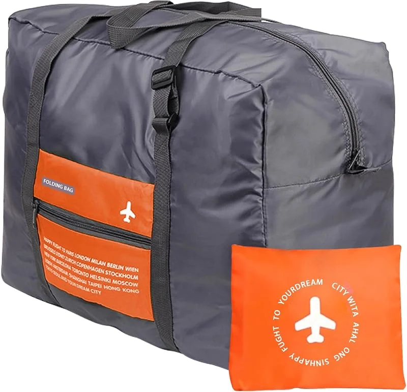 INVODA Vikbar resväska bagage för sport gym vattentålig nylon duffel Orange — Hörlurar och ljud