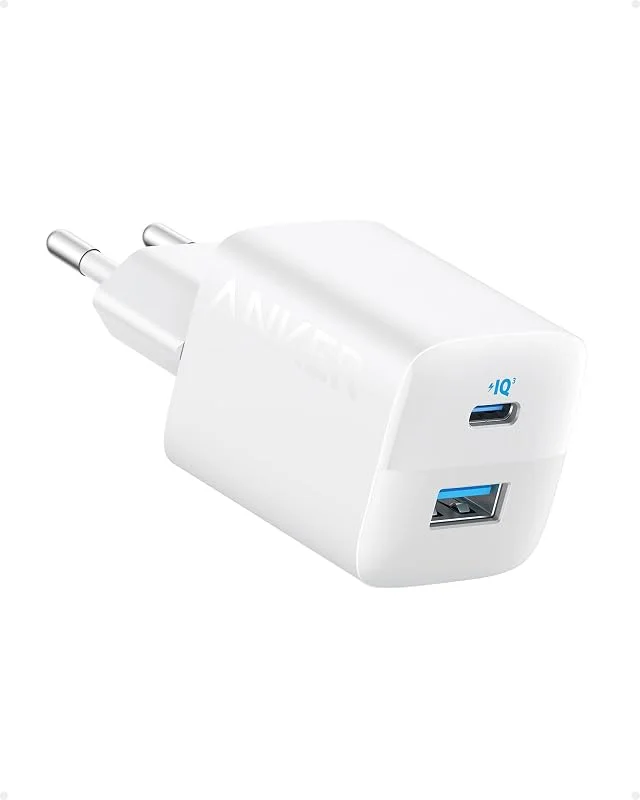 Anker Kompakt USB C-laddare 323 (33 W) med 2 portar för iPhone 15, 15 Plus, 15 Pro, 15 Pro Max, 14, 13, Pixel, Galaxy, iPad, iPad Mini och mer (utan kabel) - vit — Mobil och surfplatta