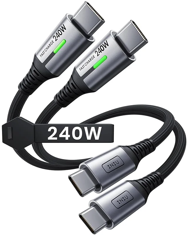INIU 2 x USB C till USB C-kablar, 240 W, 0, 3 m, snabbladdning — Mobil och surfplatta