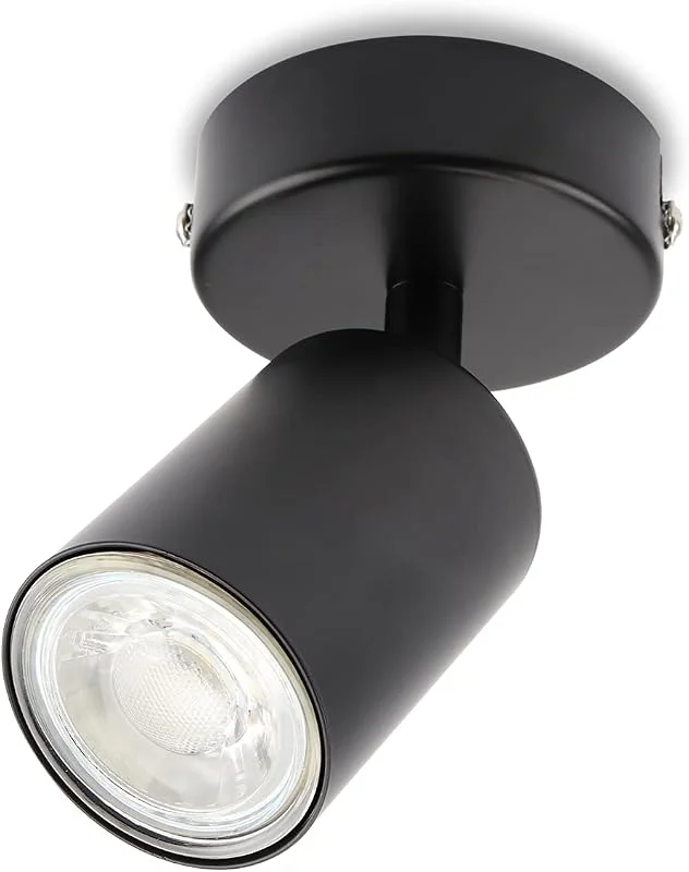 Da LIGHT LED-taklampa, 1 lampa, roterande och vridbar takspotlight, spotlight, väggspot, GU10 (utan ljusmedel) retro, vintage taklampa 230 V, svart för vardagsrum, sovrum, kök — Hushållselektronik