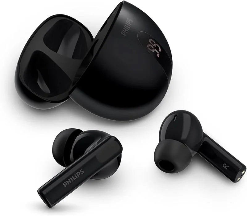 PHILIPS TAT2520BK Brusreducerande äkta trådlösa Bluetooth-hörlurar i örat – små knoppar, tydliga samtal, dynamisk bas – laddningsfodral i fickstorlek, perfekt för pendling och träning – svart — Hörlurar och ljud