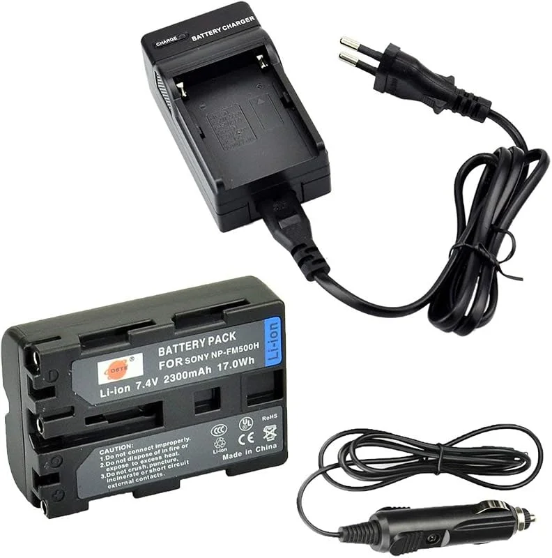 DSTE NP-FM500H batteri och reseladdare kompatibel med A57 A58 A100 A200 A350 A450 A50 A560 A580 — Laddning och kablar