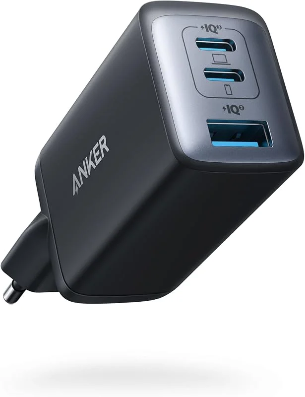 Anker 735 Nano II USB-C-laddare, 65W GaN, 3 portar, kompakt — Mobil och surfplatta