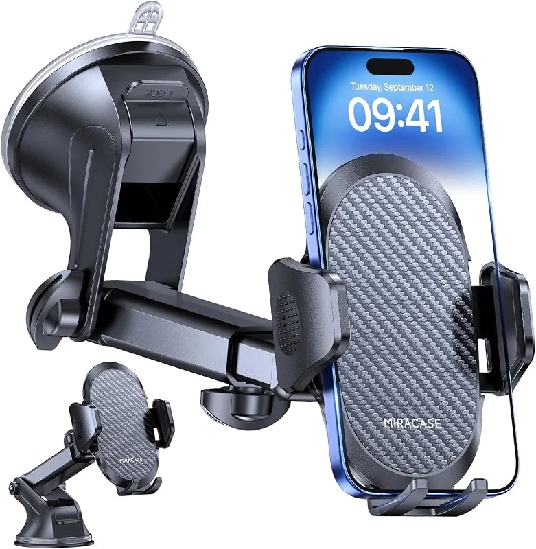 Miracase Biltelefonhållare [2024 kraftfull sugkopp] telefonhållare bil instrumentpanel, 360° roterande bärbar bil för iPhone kompatibel med 4–7, 2 tum smartphone — Mobil och surfplatta