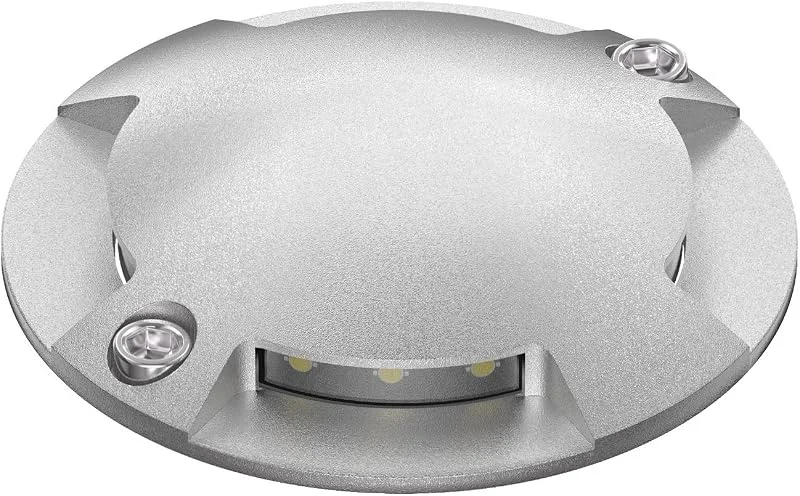 ledscom.de LED-grundbelysning, vägvisare BUNDA för utomhusbruk, IP67, 4-lampor, aluminium, rund, 70mm Ø, kallt vitt — Smart belysning