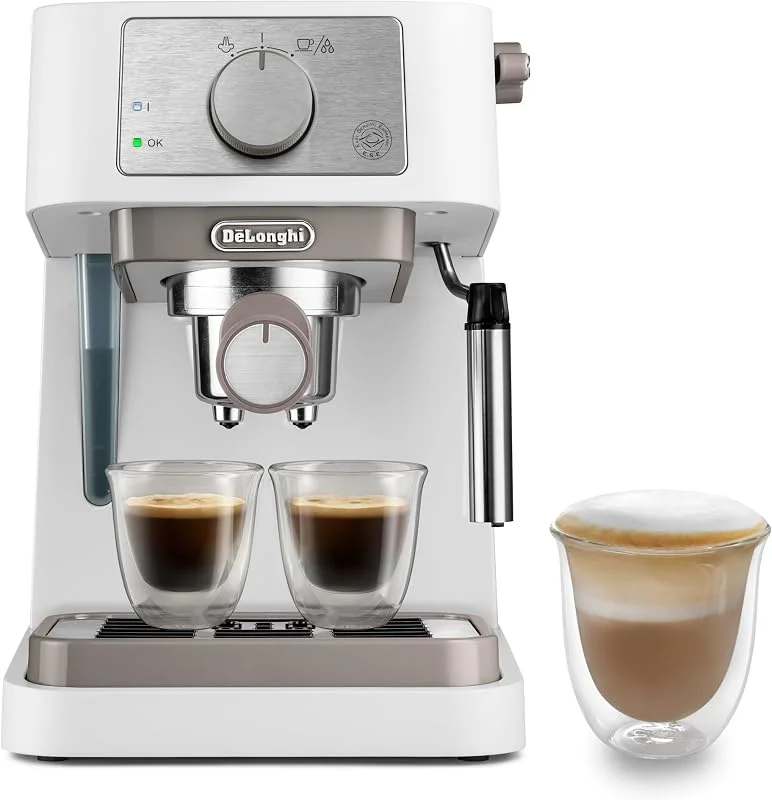 De'Longhi Stilosa – espressomaskin med manuell mjölkskummare, vit — Kök & Hushåll