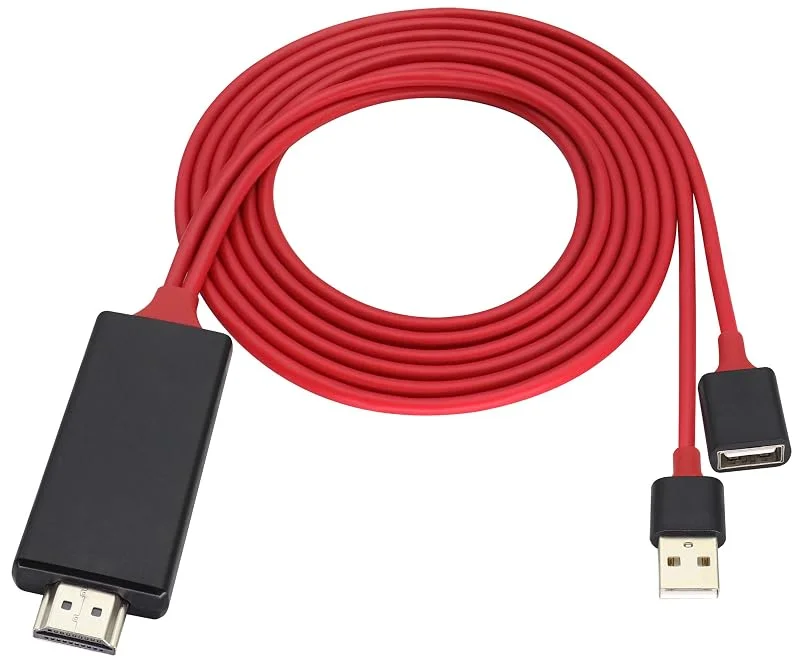 HDMI hane till 2 USB hona, hane adapterkabel, telefon och surfplatta HDMI samma skärmkabel 2-i-1, 1080P, 60HZ HDTV förlängningssladd, används i HDTV, projektor, bildskärm, etc. 1 m — Datortillbehör