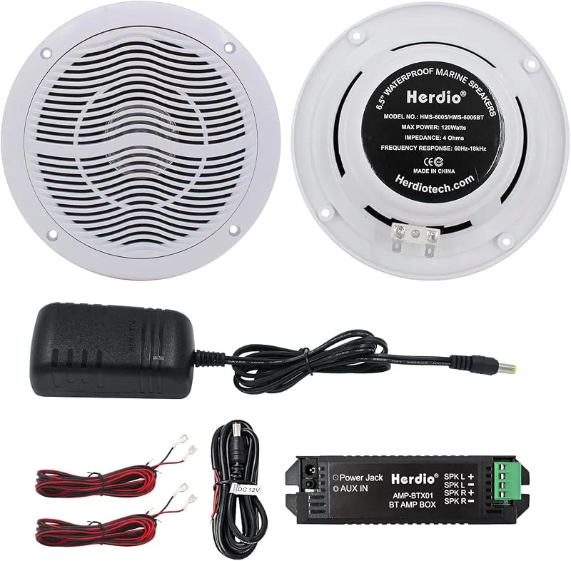 Herdio 6, 5 tums 120 watts takhögtalare, vattentäta Bluetooth-takhögtalare, infällt ljud, perfekt för inomhus och utomhus, sovrum, hemmabio, verandor med tak (vit) — Hörlurar och ljud