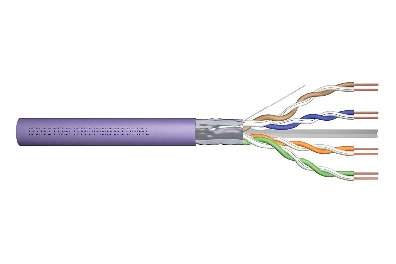 DIGITUS 305 m Cat 6 nätverkskabel – F-UTP Simplex – BauPVO Eca – LSZH halogenfri – 250 MHz koppar AWG 23, 1 – PoE+-kompatibel – LAN-kabel bulkkabel Ethernet-kabel – violett — Laddning och kablar