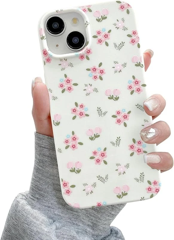 QLTYPRI Skal för iPhone 11, gulligt rosa blommönster, snyggt telefonskal för flickor och kvinnor, upphöjt kameraskydd, mjuk tunn TPU, stötsäkert, skyddande telefonskal, Floral — Mobil och surfplatta