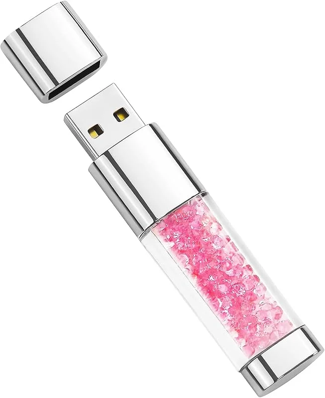 BorlterClamp 32GB USB-minne Söt Rosa Kristall Minnessticka USB-flash-enheter — Datortillbehör