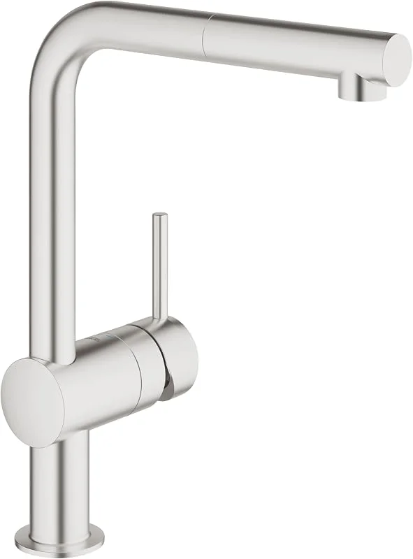 GROHE 32168DC0, Minta kökskran L-pip, utdragbar spray, Superstål — Kök & Hushåll
