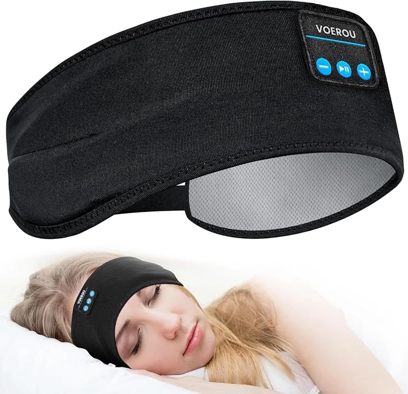 Voerou Sleep Headphones, Justerbara Bluetooth Headband Headphones, Ultra Long Play Time Sleeping Headphones med inbyggda HD Hi Fi-högtalare, perfekt för sömn, träning, tennis, yoga, resor, sömnlöshet — Hörlurar och ljud