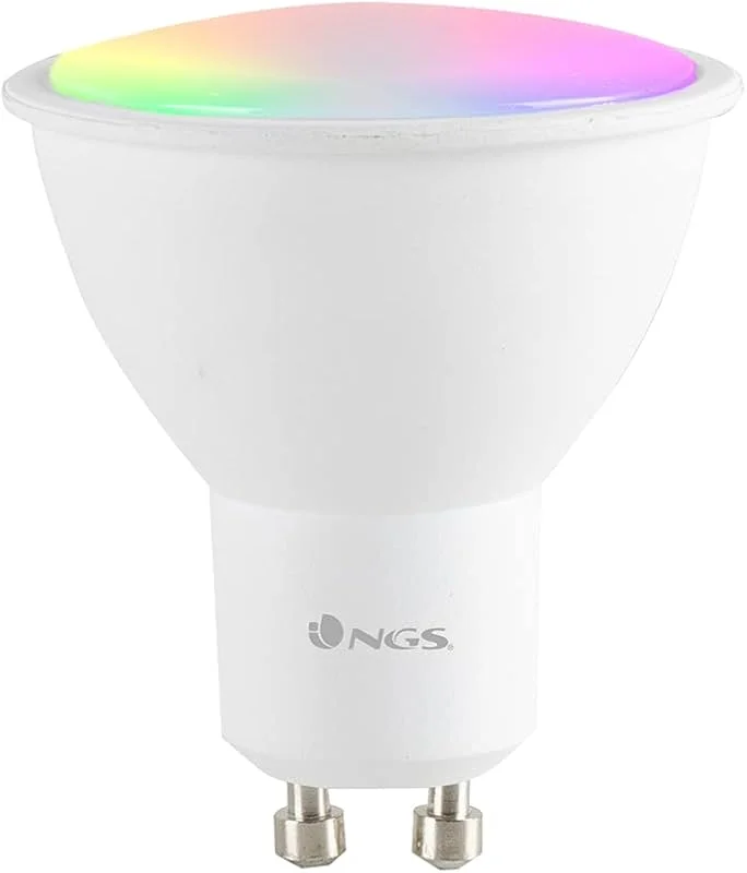 NGS GLEAM510C - Wi-Fi LED-Lampa med Dimbar RGB+W-Färger, Smart Bulb Spot Spotlight 5W GU10 460LM, Kontrollerad med APP, Alexa, Google Assistant [Energieffektivitetsklass A] — Smart belysning