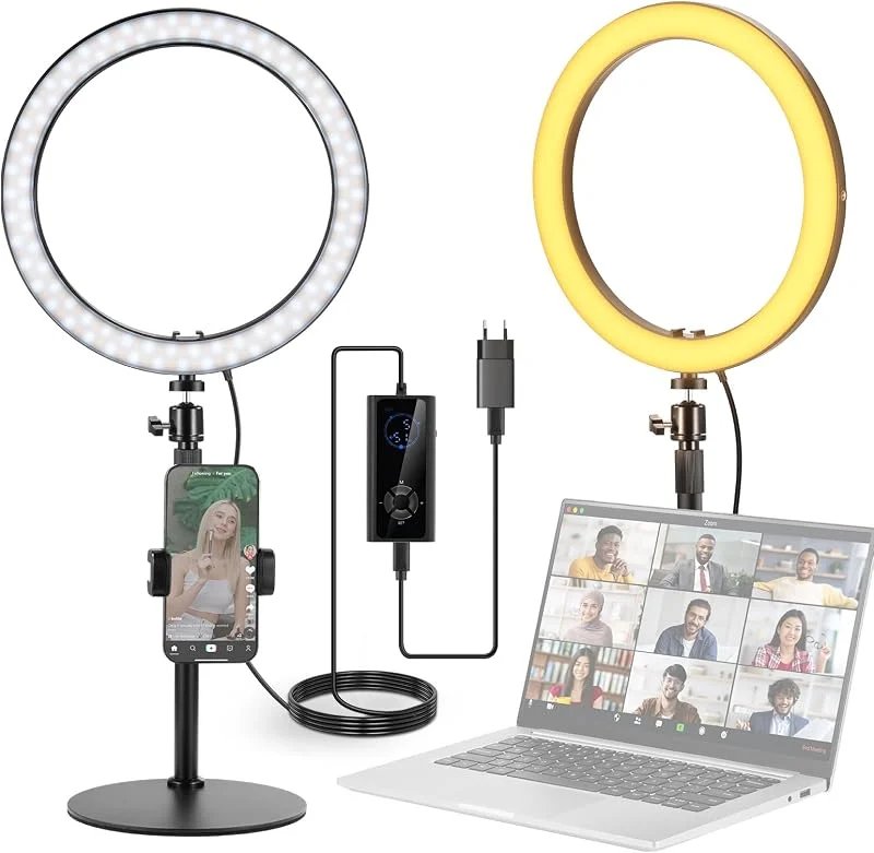NEEWER 12" 24W högpresterande ringljus för skrivbord med stativ och mobilhållare, LED-konferens- och selfieljus för videosamtal, makeup, streaming, vloggning, Zoom-möten och podcast, RH12B — Mobil och surfplatta