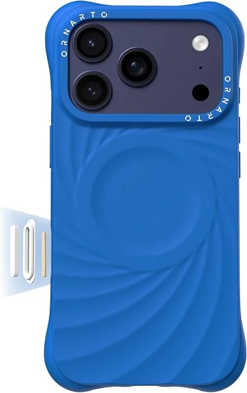 ORNARTO Vortuxe flytande silikonfodral för iPhone 17 Pro - skyddad kamerakontrollknapp, MIL-STD-810G militärt skydd, Magnetisk-kompatibel, unik Vortex-design - blå — Mobil och surfplatta