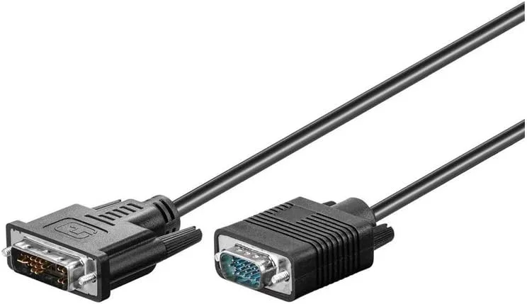 Goobay 50989 DVI A till VGA adapterkabel, Full HD 1080p monitorkabel, DVI A 12+5-stiftskontakt till VGA-kontakt 15-polig. Skärmkabel, svart, 1 m — Datortillbehör