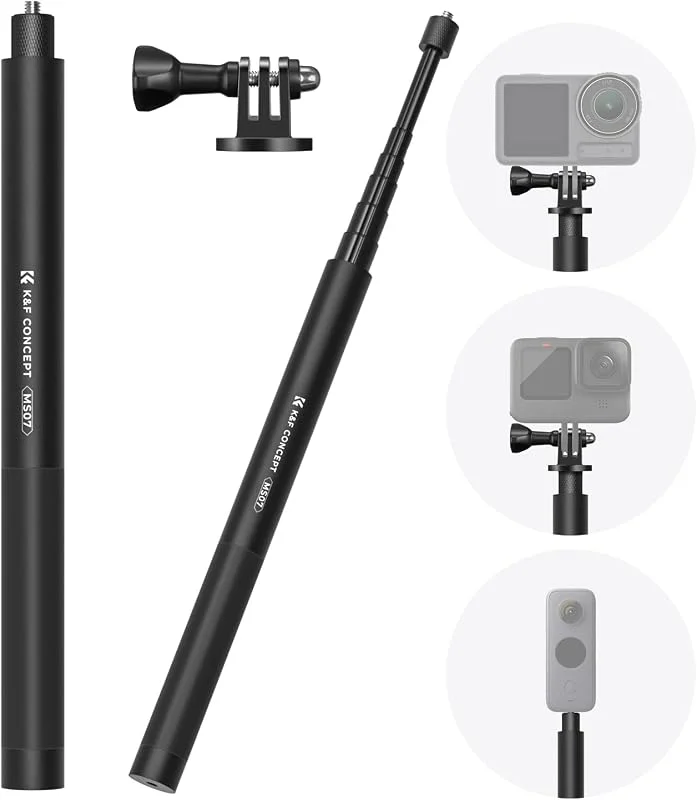 K&F CONCEPT Osynlig selfie-stång 152 cm fäste 1, 4 tum — Mobil och surfplatta