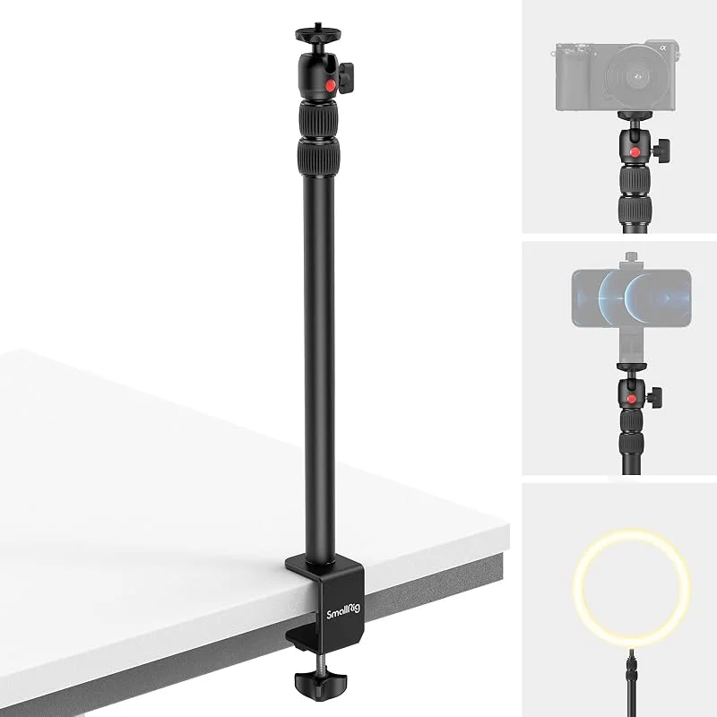 Bordsstativ för skrivbordsmonterad kamera med 1, 4 tum kulle, ljusställ justerbar från 13 till 35, 4 tum (33 cm-90 cm), C-bordsklämma - 3488 — Mobil och surfplatta