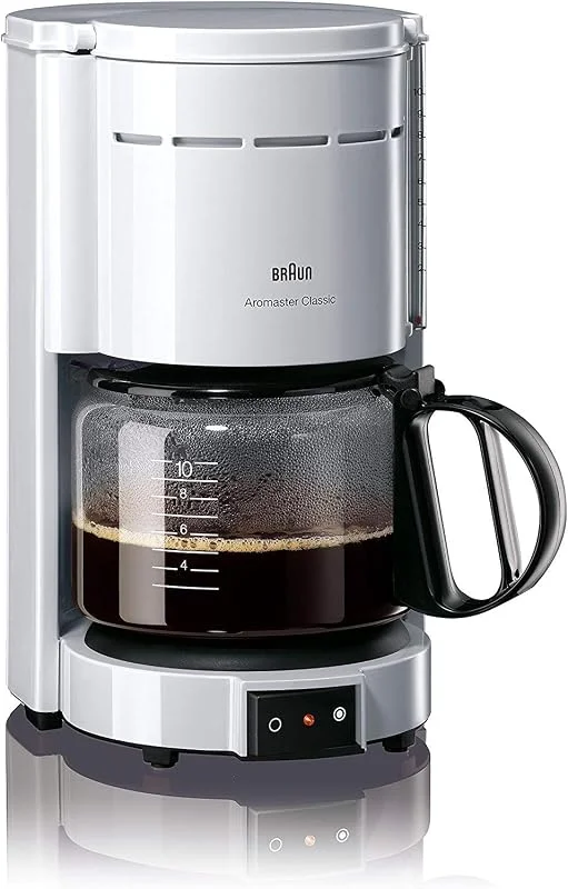 Braun Kaffebryggare KF 47 WH, Filterkaffebryggare med Glaskanna för Traditionellt Filterkaffe, Aromatiskt Kaffe Tack Vare OptiBrew-system, Droppstopp, Automatisk Avstängning, Vit — Kök & Hushåll