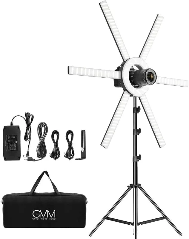 GVM LED-ringlampa med stativ, mobiltelefon, 600S influencer tillbehör för mobiltelefon makeup studioset, LED videolampa permanent ljus för video YouTube studio LED-videobelysning strömningsljus — Mobil och surfplatta