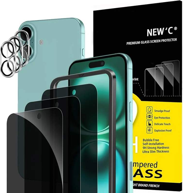 NEW'C Skärmskydd för iPhone 16 Plus, Kameraskydd - 28° Insynsskydd — Mobil och surfplatta