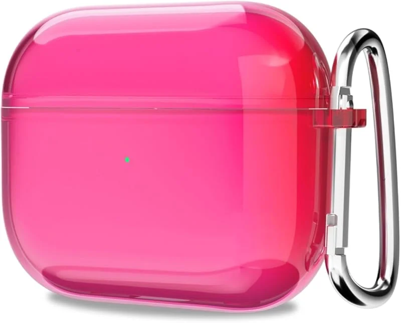 Svanove för Airpods 4 generation fodral klart (2024), transparent söt Airpods 4:e fodral silikonskydd tillbehör, mjukt TPU gummi Airpods-fodral för kvinnor flicka, neon het rosa — Mobil och surfplatta