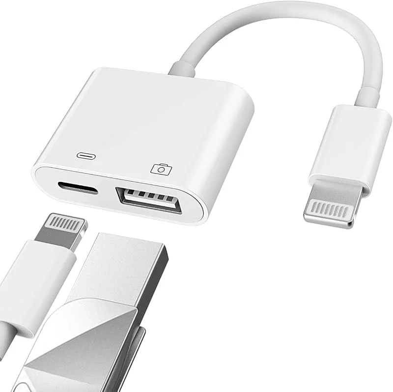 Apple-certifierad Lightning-hane till USB-honadapter OTG och laddningskabel för iPhone 11 12 Mini max pro xs xr x se 7 8 plus iPad air en kamera minnessticka flashenhet sladd omvandlare — Mobil och surfplatta