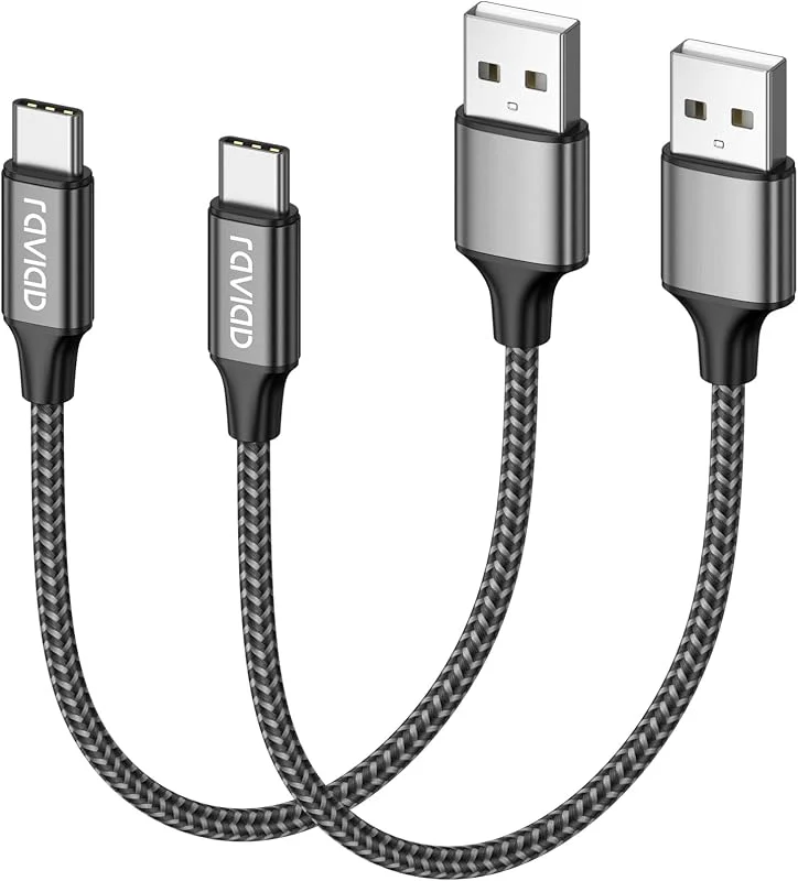 RAVIAD USB Type C-kabel, [2Pack 0, 5m] USB C Snabbladdare Laddkabel Nylonflätad Kompatibel för Samsung Galaxy S10 S9 S8 Plus A3 A5 2017 Not 9 8, Huawei P20 Mate20 Google Pixel, Xperia XZ (Grå) — Mobil och surfplatta