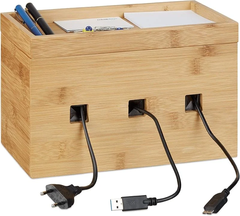 Relaxdays Kabelbox, natur — Laddning och kablar