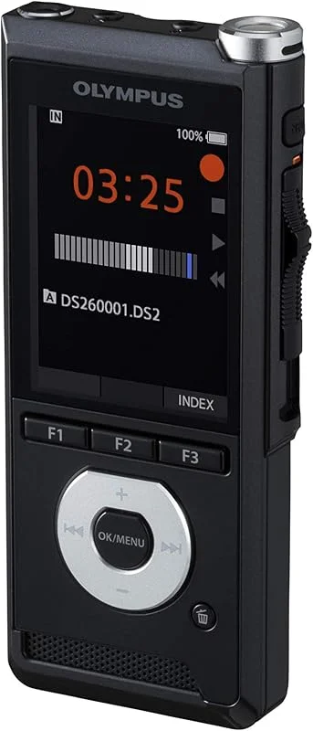 Olympus DS-2600 Digital diktafon med skjutbrytare inklusive diktathanteringsprogramvara "Dss Player Standard" (Mac & PC), Dss Pro, MP3, PCM, USB, SD-kortplats och internt minne, högtalare — Portabel digital och ljud