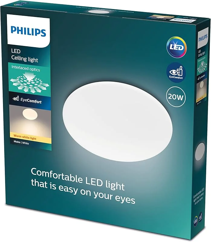 Philips Moire Ceiling Round, Vit takplafond med stilren design, LED, 17W, 4000K — Smart belysning