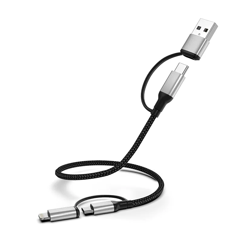 4 i 1 Laddningskabel, 60cm Multi USB-kabel Snabbladningskabel USB C och Lightning — Mobil och surfplatta