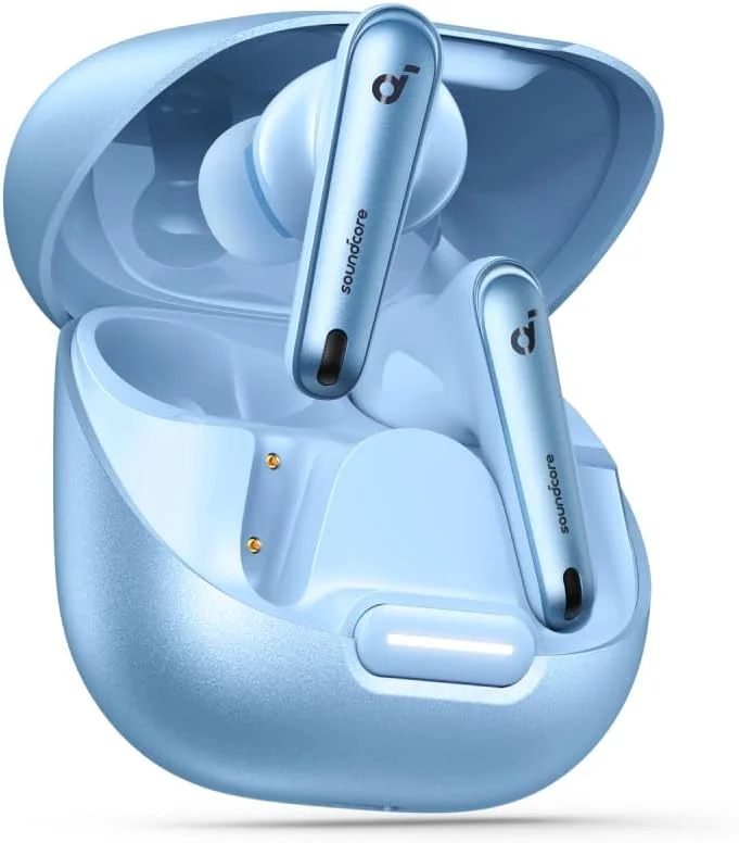 soundcore by Anker Liberty 4 NC trådlösa brusreducerande öronproppar, 98, 5% brusreducering, adaptiv brusreducering för öron och miljö (ljusblå) (Renoverad) — Hörlurar och ljud