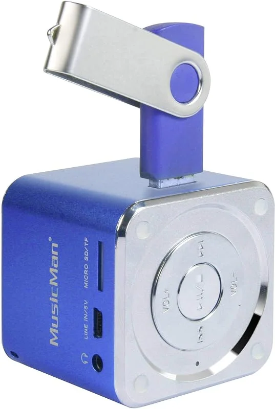 MusicMan TXX3530 Mini Soundstation (MP3-spelare, högtalare, linjefunktion, SD, microSD-kortfack) blå — Portabel digital och ljud