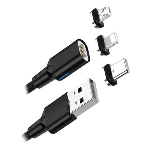 APM 1M magnetisk laddningskabel, med 3-i-1 magnetändar, 3A snabbladdning, USB till Lightning, USB-C, Micro-USB, kompatibel med iPhone 15 14, Samsung S23 bärbar surfplatta, 570380 — Mobil och surfplatta