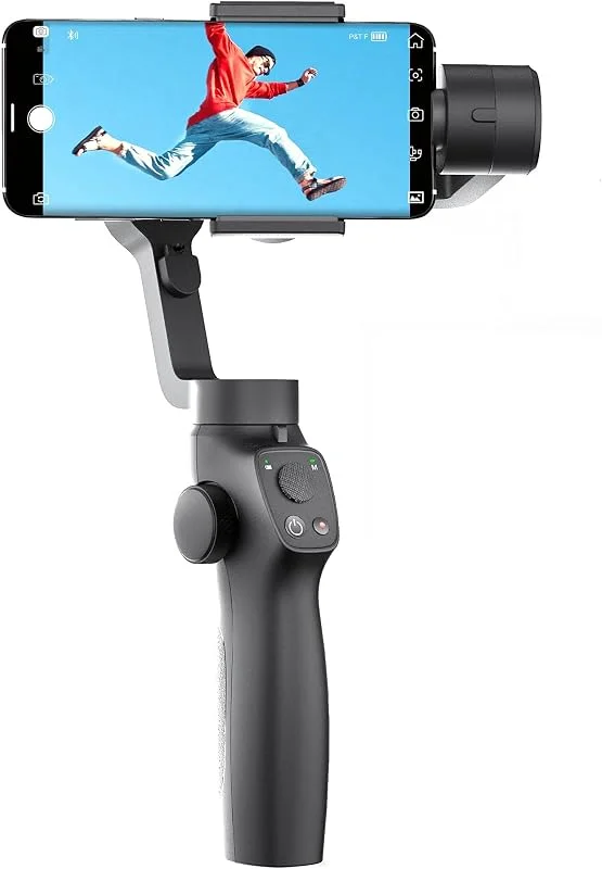 Gimbal-stabilisator, Nimbal M3 3-axlig Smartphone-stabilisator, med fodral och Mini Stativ, Anti-Shake 15 timmars batteritid — Portabel digital och ljud